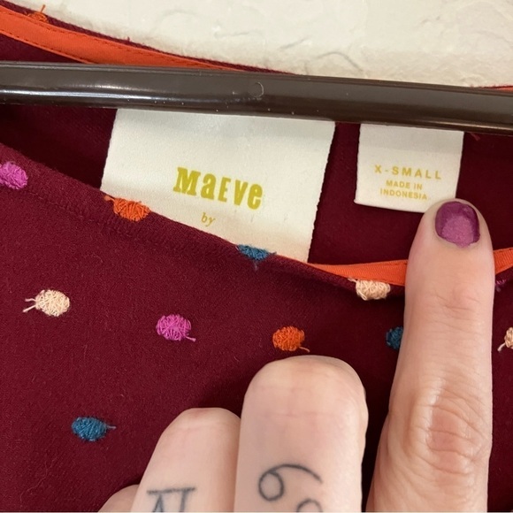 Anthropologie Maeve Dottie Embroidered Polka Dot Blouse - Picture 8 of 9